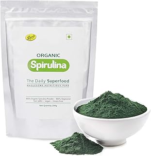 Organic Spirulina Powder - Most Bio-available Protein and Nutri-dense Superfood | Immunity & Health Supplement | Metabolism Booster 100% Vegan | Made In India - 200 gram - Image 1