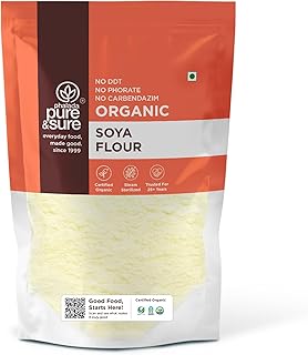 Pure & Sure Organic Soya Flour 1KG | 100% Natural & Gluten free Soyabean Atta | High Plant Protein (36.2g/100g) | No Preservative & Adulteration (500gm x Pack of 2) - Image 1